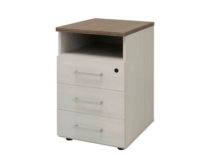 Cassettiera fissa 3 cassetti + vano Frensy Florence 52×44,5×72 cm top olmo – struttura frassino chiaro UFLC3CVANO