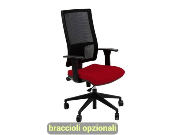 Sedia operativa girevole Unisit Nereide NDA schienele in rete - rivestimento Eco rosso - NDA/ER