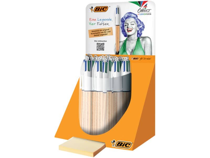 Penna a sfera a scatto BIC 4 Colours Shine fusto oro texturizzato – assortiti 4 colori – 992701