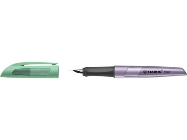 Penna stilografica Stabilo Flow Cosmetic - 0,5 mm - inchiostro blu - fusto salvia/lavanda - 5072/6-41
