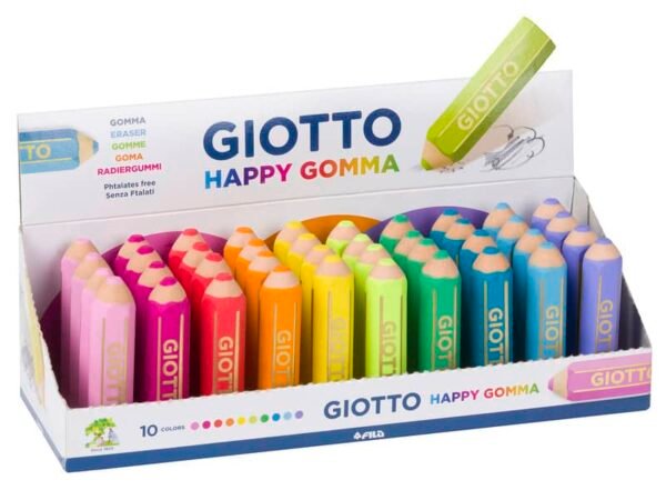 Espositore 40 gomme Giotto Happy Gomma colori assortiti arcobaleno F233800