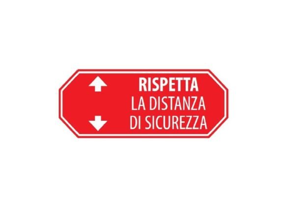 Adesivo di segnaletica a terra ''Rispetta la distanza di sicurezza - 1 m'' 80x40 cm rosso/bianco/blu - 30018
