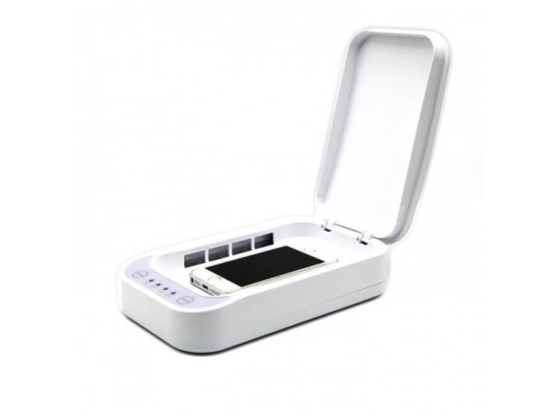 Sterilizzatore UV portatile GekoClean per smartphone e mascherine, bianco, con caricabatterie e diffusore LKM-GERM01WH