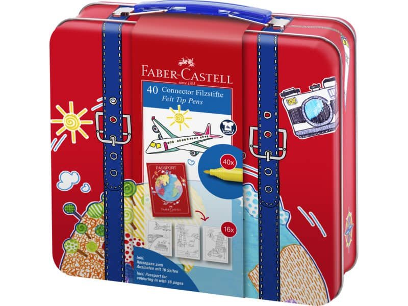 Valigetta in metallo Faber Castell con pennarelli Connector Pens conf. 40 pezzi – 155535
