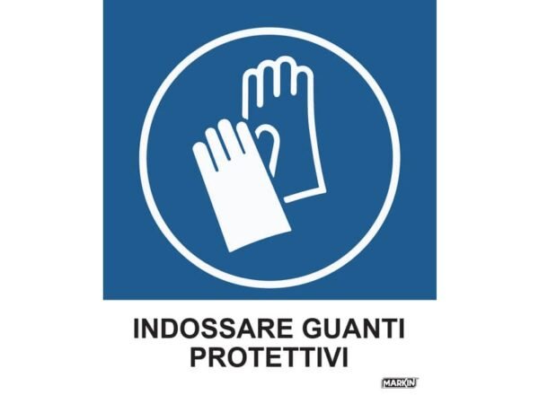 Adesivo segnaletico Markin ''Indossare guanti protettivi'' in LWM - 12,5x15,2 cm Conf. 2 pezzi - X110COV-2