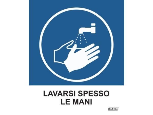 Adesivo segnaletico Markin ''Lavarsi spesso le mani''  in LWM - 12,5x15,2 cm Conf. 2 pezzi - X110COV-3