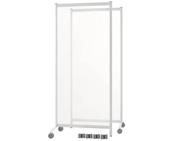 Pannelli separatori di protezione mobili con ruote Paperflow in plexiglass trasparente - 76x44xh170 cm - Set 2 pz.