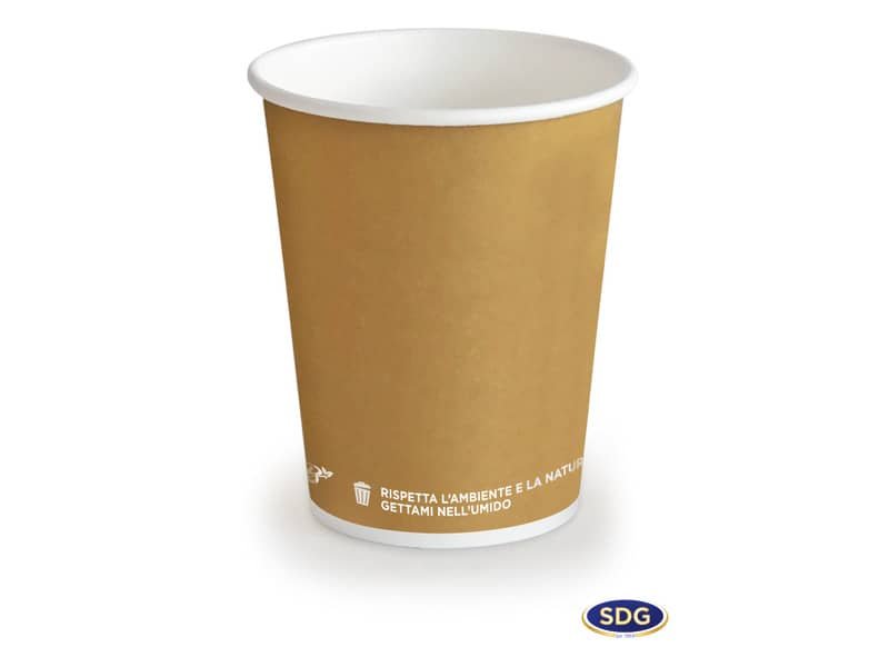 Bicchiere 5,5 oz (195ml) in cartoncino Bio Scatolificio del Garda Avana – Conf. 50 pezzi – 315-65-S