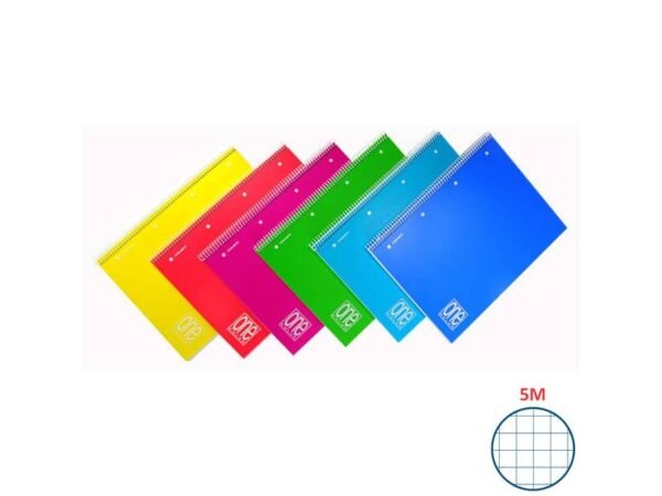 Quaderno spiralato Maxi One Color PPL Forato 80 Gr A4 80+1 ff quadretti 5 m - colori assortiti - 2935
