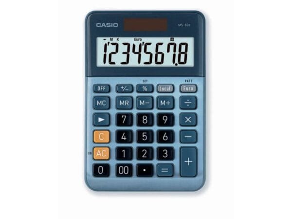 Calcolatrice da tavolo Casio MS-80E-W-EP - grigio - solare e batteria display 8 cifre - MS-80E-W-EP
