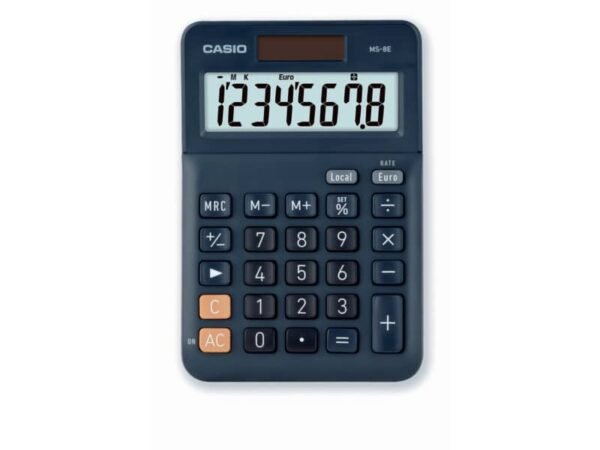Calcolatrice da tavolo CASIO Extra Big LC solare e batteria display 8 cifre - blu - MS-8E-W-EP