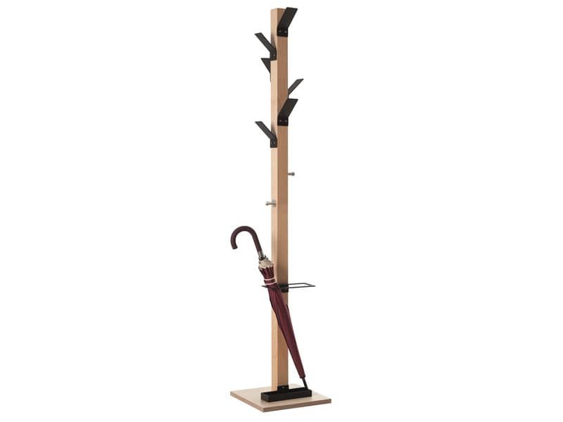 Appendiabiti da terra in legno Paperflow Wood Range Modello A  35x35x178 cm  6 ganci poliestere neri – K700001