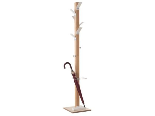 Appendiabiti da terra in legno Paperflow Wood Range Modello A  35x35x178 cm  6 ganci poliestere bianchi - K700000