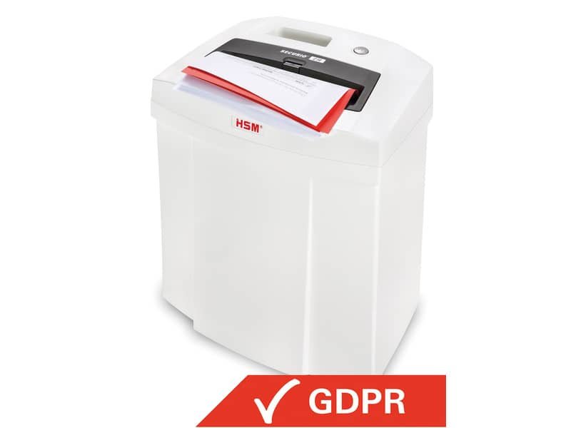 Distruggidocumenti uso moderato HSM SECURIO C14 – P-2 – 20 L – taglio a a strisce 3,9 mm – bianco – 2250111