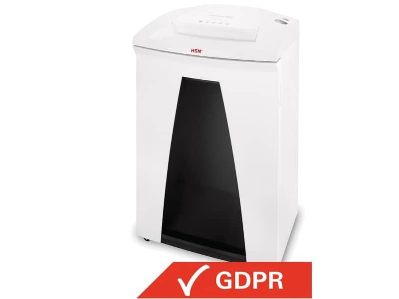 Distruggidocumenti uso frequente HSM SECURIO B34 P-2 – 100 L taglio a strisce 5,8 mm – bianco – 1841111