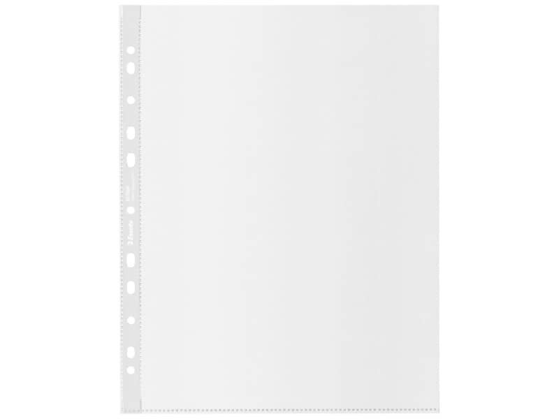 Buste a perforazione universale Esselte De Luxe f.to 22×30 cm 100% riciclate trasparenti – conf. 50 pezzi – 627504