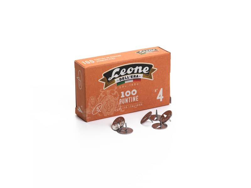 Puntine da disegno in acciaio Leone Nø 4 diametro testa 13 mm – scatola di cartone da 100 pezzi – PL4