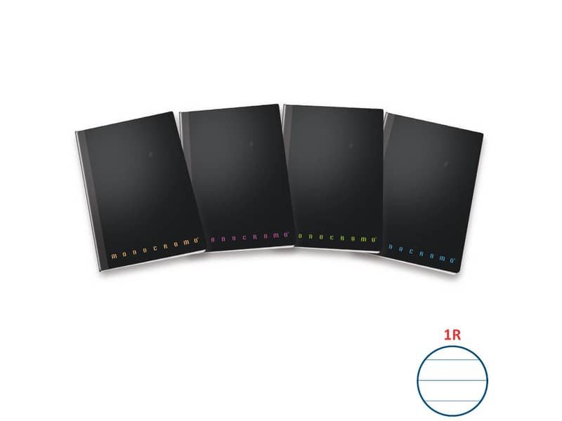 Quaderno a righe Pigna Maxi filo singer 1R 62 ff cover pp monocromo assortiti – 80 gr. A4 – Conf. 5 pezzi 02312181R
