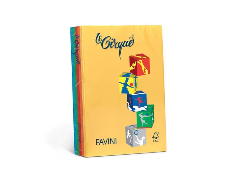 Carta colorata Favini Le Cirque A4 160 g/mý assortiti 5 colori forti risma da 250 fogli – A74X314