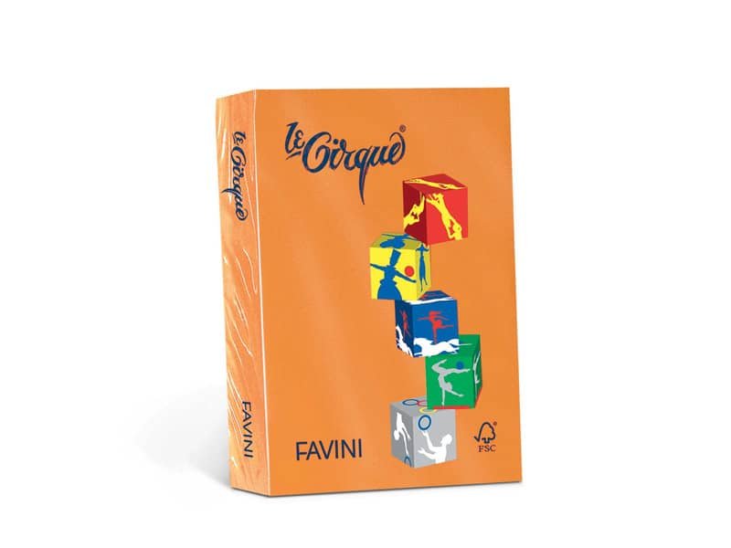 Carta colorata Favini Le Cirque A4 160  g/mý colori forti Arancio Tropico 205 – risma da 250 fogli – A74E304