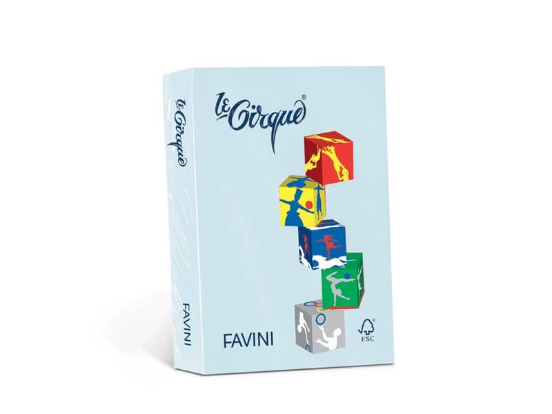 Carta colorata Favini Le Cirque A4 160  g/mý colori tenui  Celeste 101 – risma da 250 fogli – A74T304