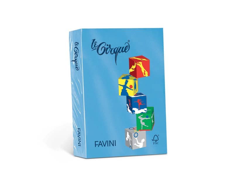 Carta colorata Favini Le Cirque A4 160 g/mý colori forti Azzurro Reale 204 risma da 250 fogli – A74G304