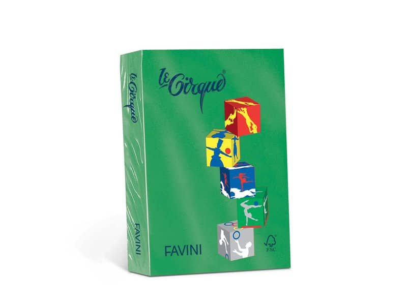 Carta colorata Favini Le Cirque A4 160  g/mý colori forti Verde prato 203 – risma da 250 fogli – A74M304