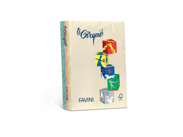 Carta colorata Favini Le Cirque A4 80 g/mý assortiti 5 colori tenui risma da 500 fogli - A71X504