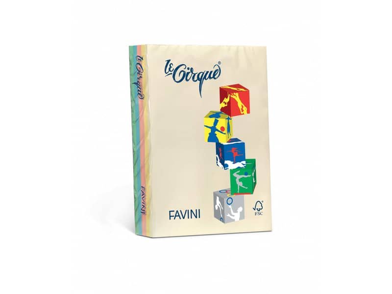 Carta colorata Favini Le Cirque A4 80 g/mý assortiti 5 colori tenui risma da 500 fogli – A71X504