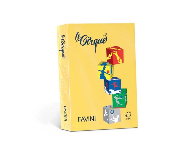 Carta colorata Favini Le Cirque A4 160  g/mý colori forti Giallo Sole 202 – risma da 250 fogli – A74B304