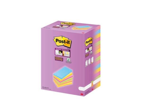 Foglietti riposizionabili  Post-it© Super Sticky Color Notes 127x76 mm Tower Pack 16 blocchetti da 90 ff
