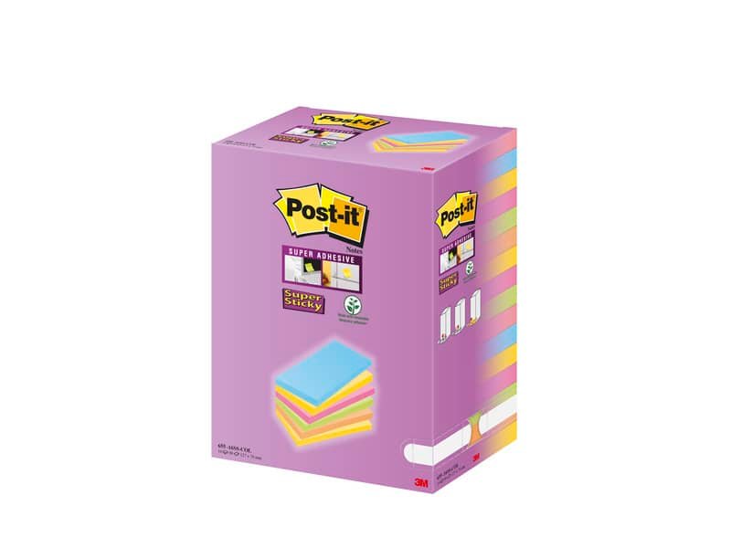 Foglietti riposizionabili  Post-it© Super Sticky Color Notes 127×76 mm Tower Pack 16 blocchetti da 90 ff