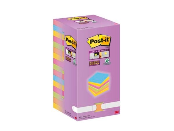 Foglietti riposizionabili  Post-it© Super Sticky Color Notes 76x76 mm Tower Pack 16 blocchetti da 90 ff
