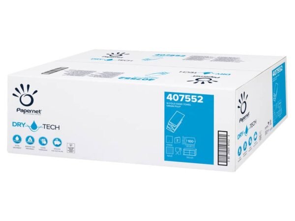 Asciugamani interfogliati piegati a W Papernet 2 veli - 32x20,3 cm - bianco Conf. 20 fascette da 100 pezzi - 407552