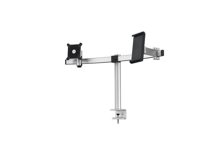 Braccio porta monitor per 1 schermo max 27” e 1 tablet max 13” DURABLE argento metallizzato 780x445x190 mm – 5087-23