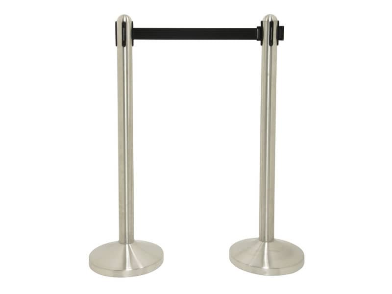 Colonnina segnapercorso Securit© in acciaio – nastro retrattile 2,1 mÿnero – 101x51x51 cm – RS-RT-RVS-BL-SET