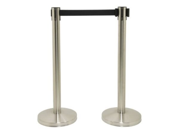 Set di 2 colonne segnapercorso Securit© 93x33x33 cm nastro retrattile nero 210 cm acciaio inox  grigio-nero RS-RT-LW-CH