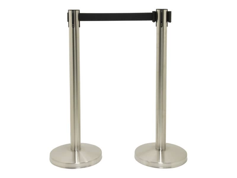 Set di 2 colonne segnapercorso Securit© 93x33x33 cm nastro retrattile nero 210 cm acciaio inox  grigio-nero RS-RT-LW-CH