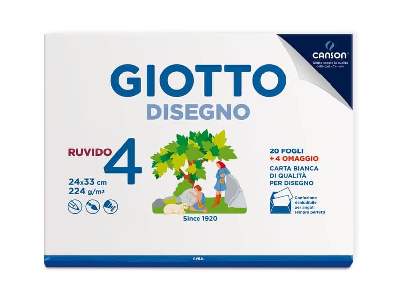 Album da disegno Giotto Disegno 4 224 g – 24×33 cm ruvido 24 fogli 583400