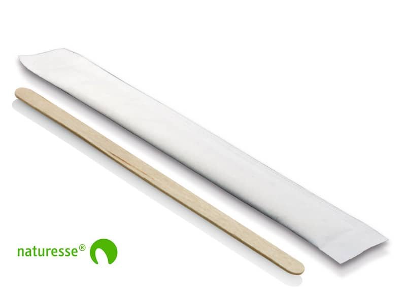 Palette da caffŠ in legno monouso 114 mm Scatolificio del Garda – imbustate con box dispenser – Conf. 1000 pezzi – 11406