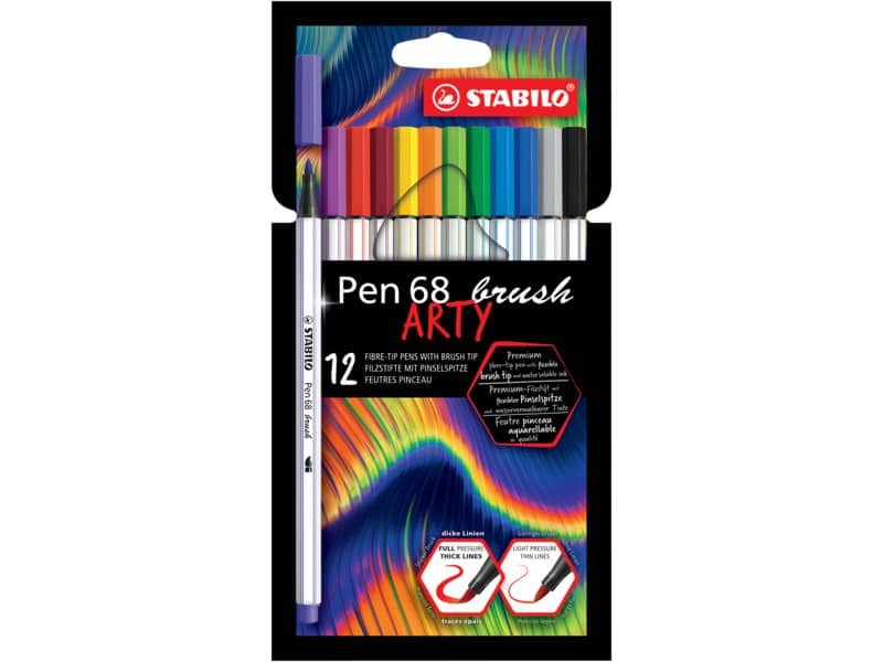 Pennarello Stabilo Arty Line Pen 68 brush punta a pennello in conf. 12 colori assortiti – 568/12-21-20