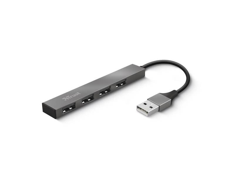 Hub Mini USB 2.0 a 4 porte in alluminio Trust grigio 23786