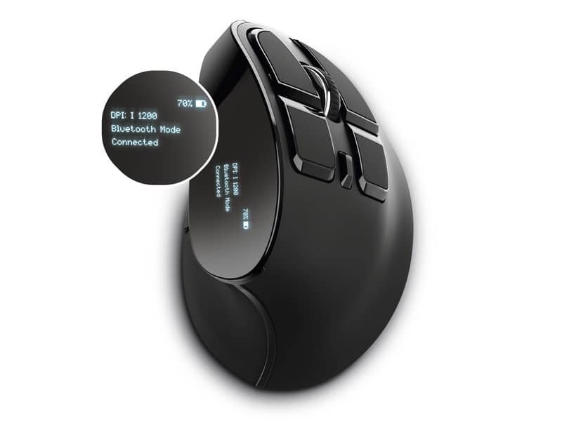 Mouse verticale ergonomico wireless Trust VOXX ricaricabile – ricevitore USB A 2.0 con display – nero 23731