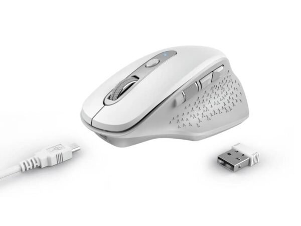 Mouse ergonomico ricaricabile wireless Trust OZAA ricevitore USB A 2.0 - portata 10 m - bianco - 24035