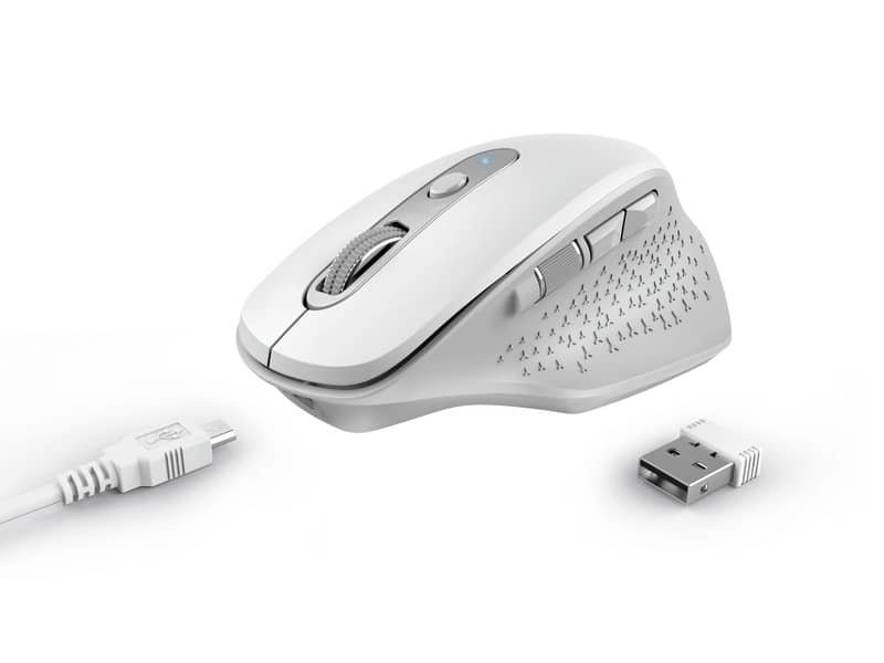 Mouse ergonomico ricaricabile wireless Trust OZAA ricevitore USB A 2.0 – portata 10 m – bianco – 24035