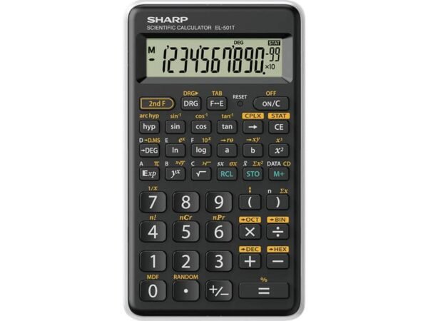 Calcolatrice scientifica Sharp EL-501T con 146 funzioni e ampio display 10+2 cifre bianca - EL501TBWH
