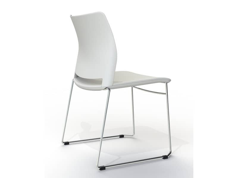 Sedia interlocutore su slitta Unisit Alpha APS in acciaio cromato – scocche bianche – Conf. 2 pezzi – APS/2/BI