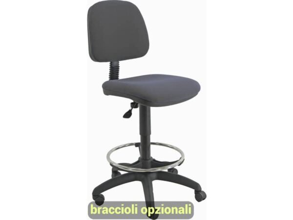 Sgabello tecnico Unisit Esos EOE4S seduta alta - poggiapiedi telescopico - rivestimento Eco grigio scuro EOE4S/ET