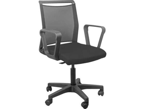 Sedia operativa girevole Unisit Light N smart - schienale in rete nero - con braccioli - rivestimento eco LLE/BRN/EN