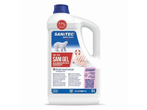 Gel igienizzante mani a base alcolica Sanitec Sani Gel Alcol 70% - trasparente flacone 4,5 kg - 1032